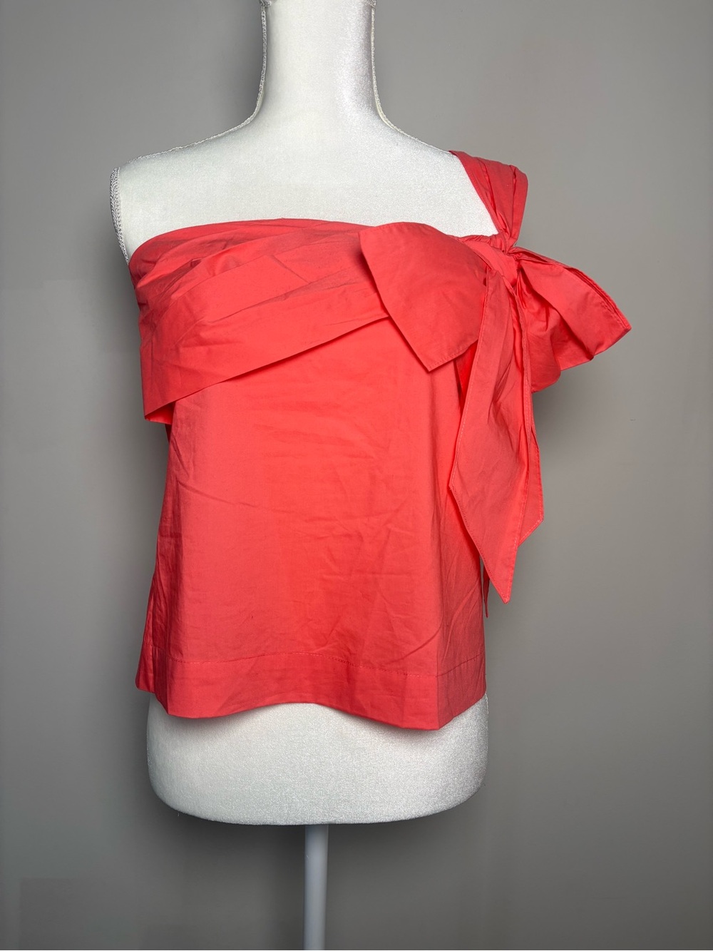 J. Crew Coral Pink One-Shoulder Bow Cami